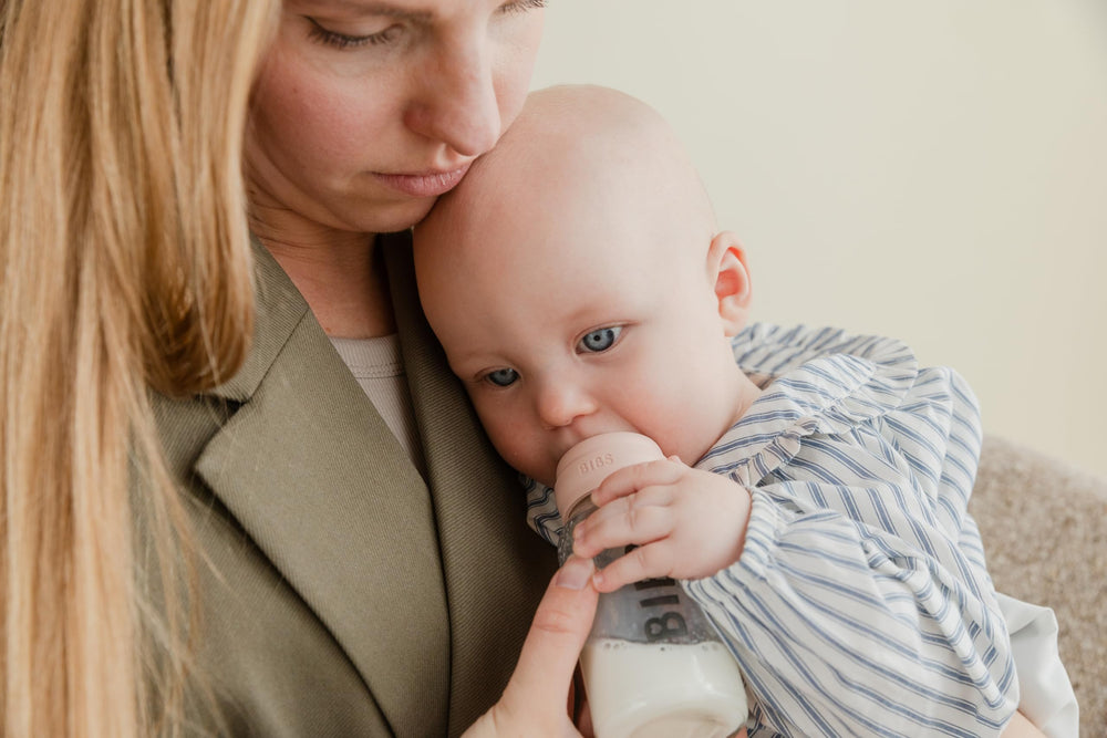 Bibs baby bottle 9oz slim shape supports tiny hands with comfortable grip.