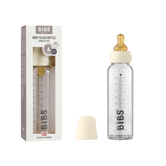 BIBS baby glass bottle ivory body highlights durable glass for gentle feeding