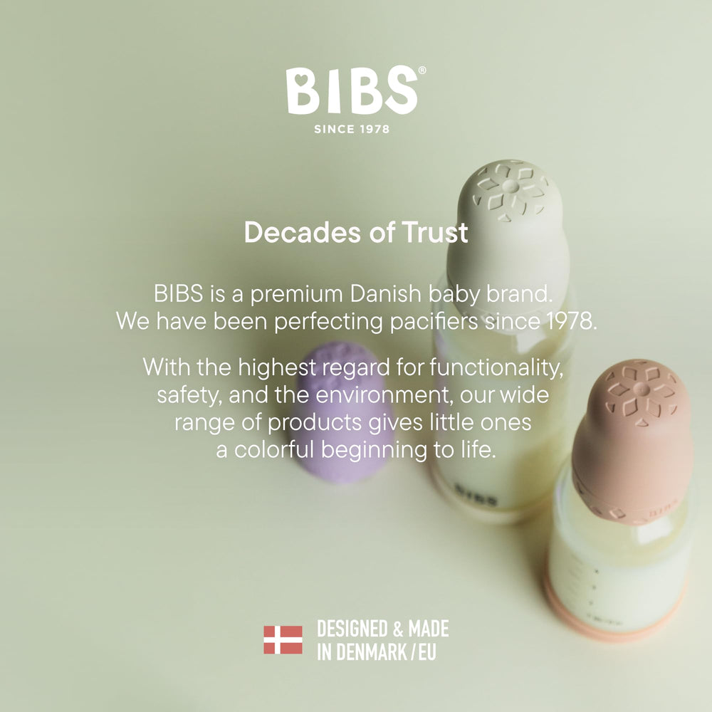 BIBS Boheme uses food-safe recyclable materials in baby bottles.