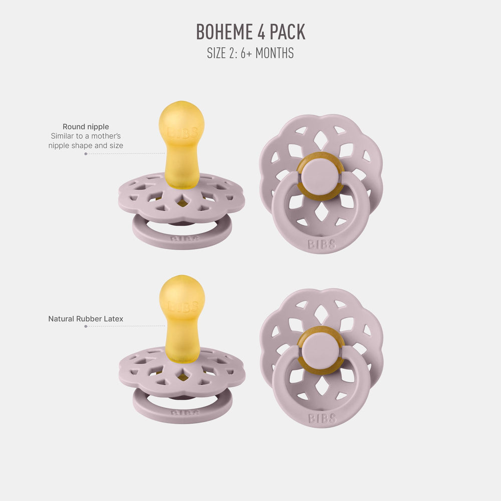 BIBS Boheme latex nipple closeup highlights natural material and soft, comforting sensation