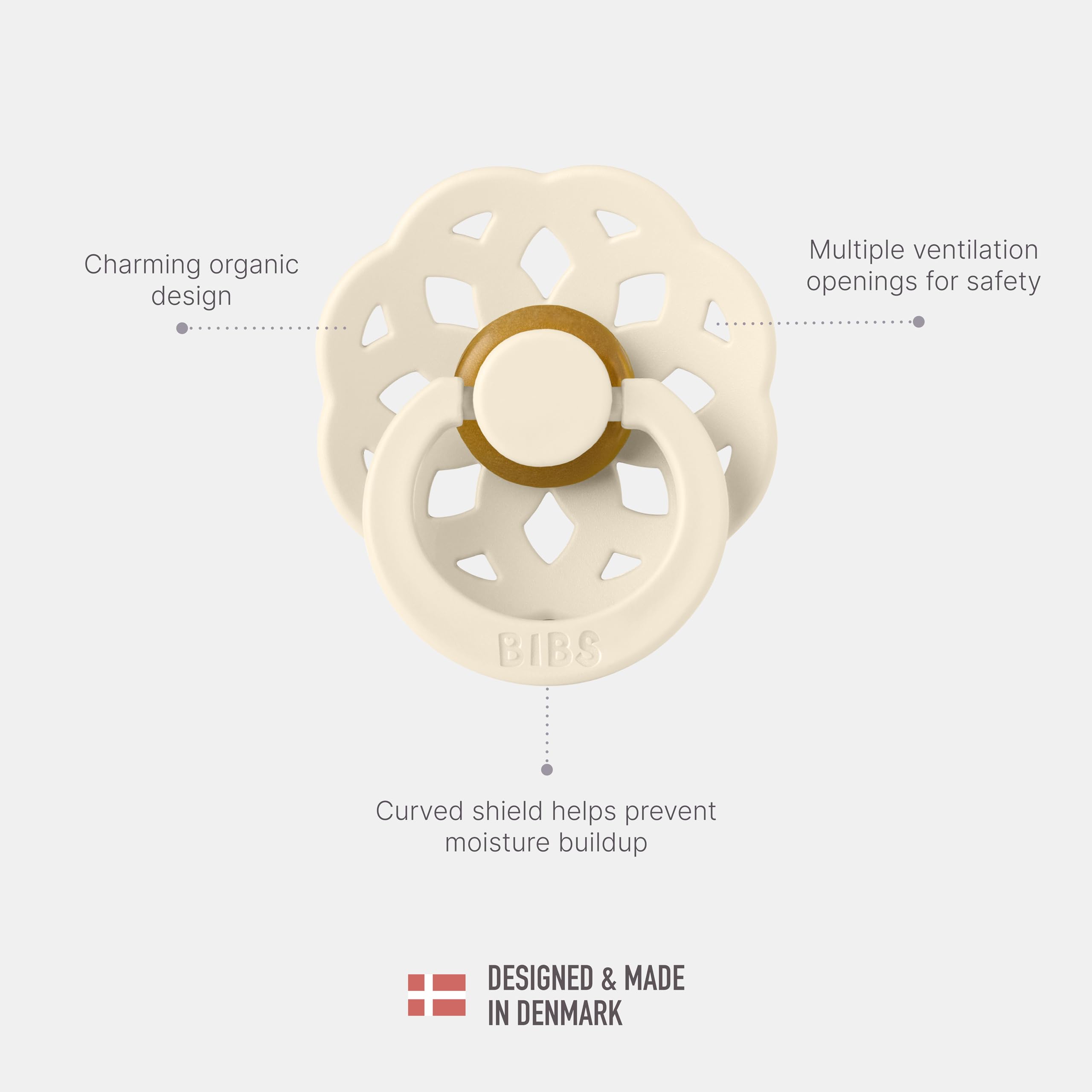 BIBS Boheme ivory pacifier made in Denmark signals quality craftsmanship