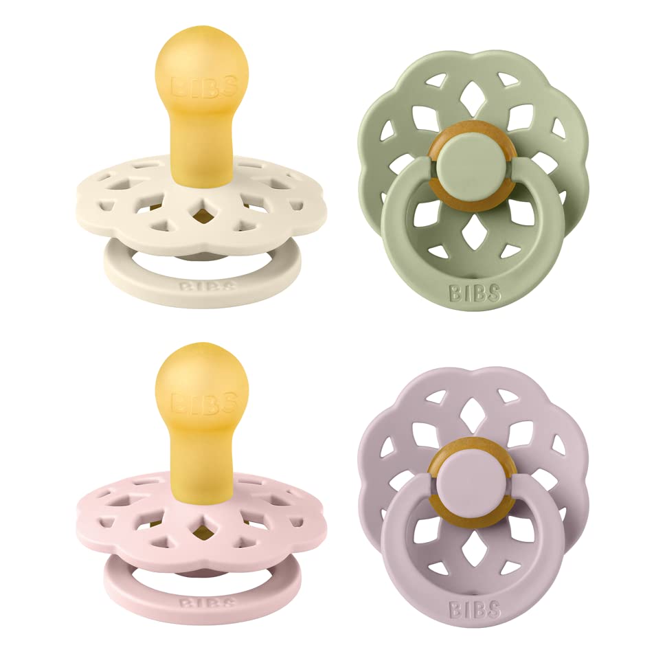 BIBS Boheme soother dusky lilac four-pack on display for gentle self-soothing.
