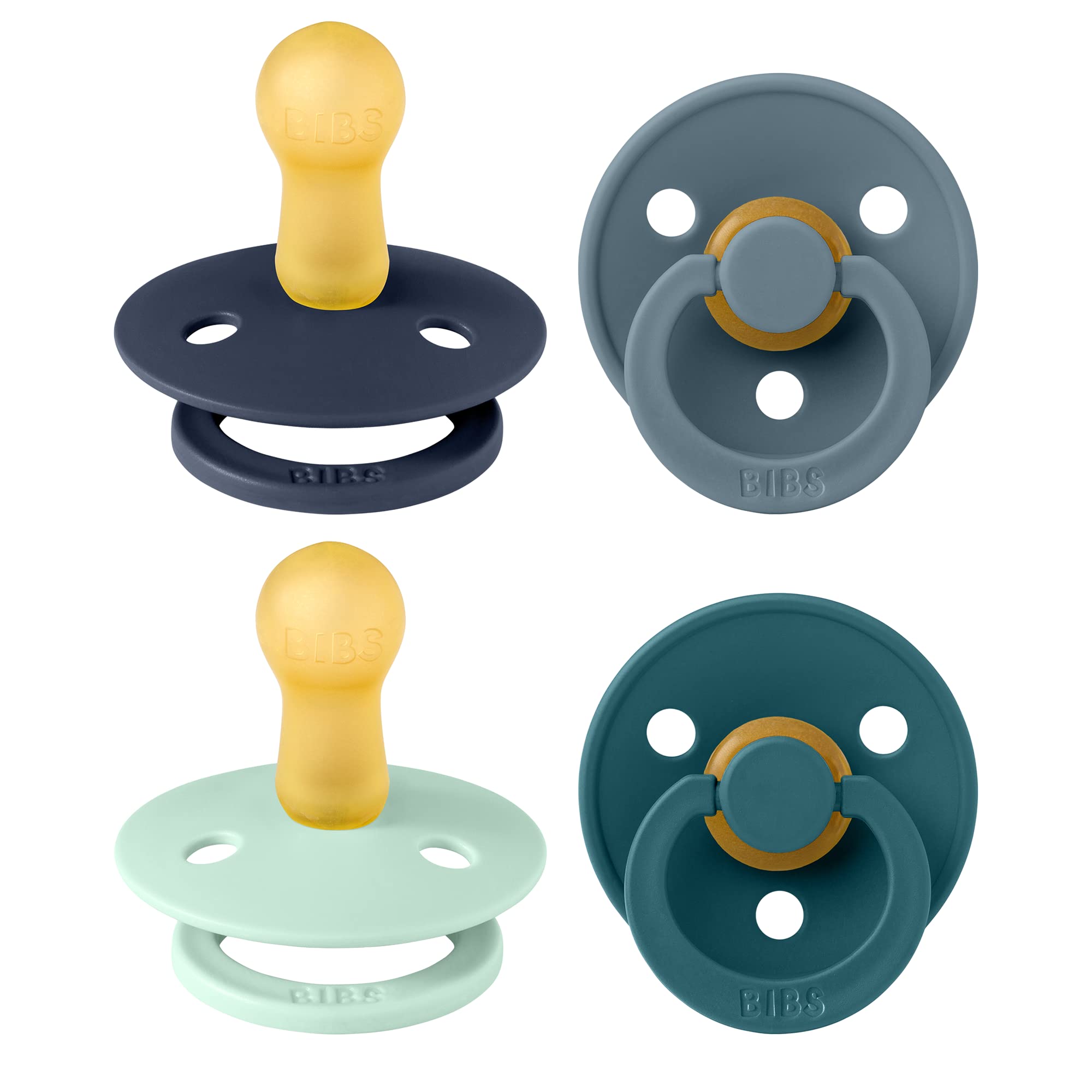 BIBS Colour Four Pack round-nipple pacifier for soothing comfort during bedtime routines