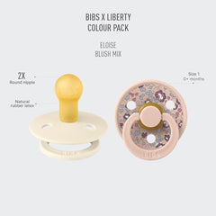 BIBS Colour Liberty Soother Eloise Blush angled shot showing round nipple