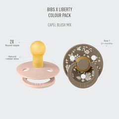 BIBS Colour Liberty soother Capel Blush pack-two, easy-access packaging detail