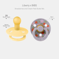 BIBS Colour Liberty round nipple closeup highlighting smooth latex feel for comfortable soothing.