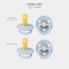 BIBS Colour Pacifier 4-Pack packaging close-up to help parents choose confidently.