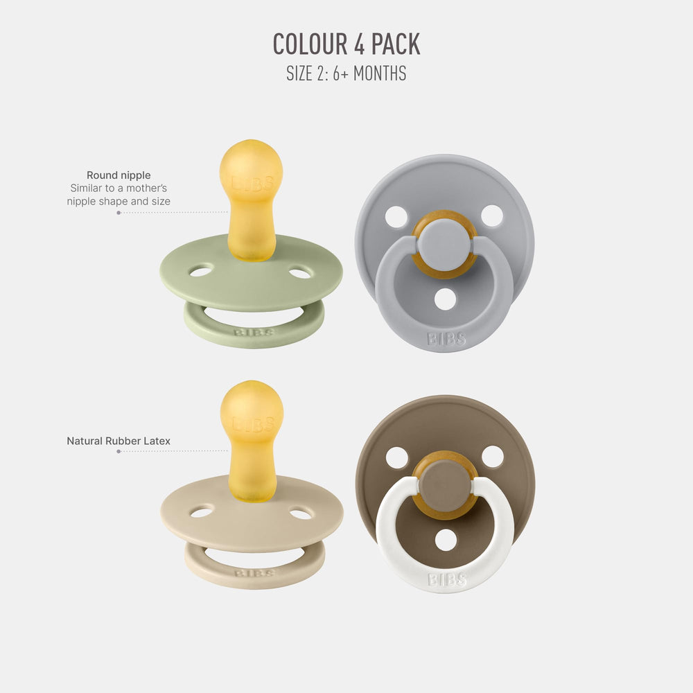 BIBS Colour Soother 4-Pack Round nipple closeup natural feel for comforting moments