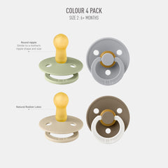 BIBS Colour Soother 4-Pack Round nipple closeup natural feel for comforting moments