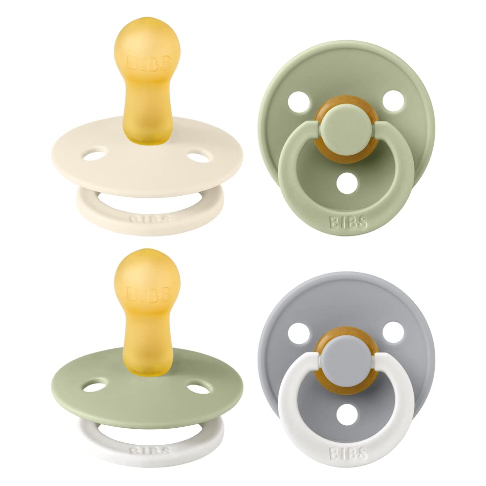 BIBS Colour Soother 4-pack in Sage Glow Mix shows soothing colors for baby comfort