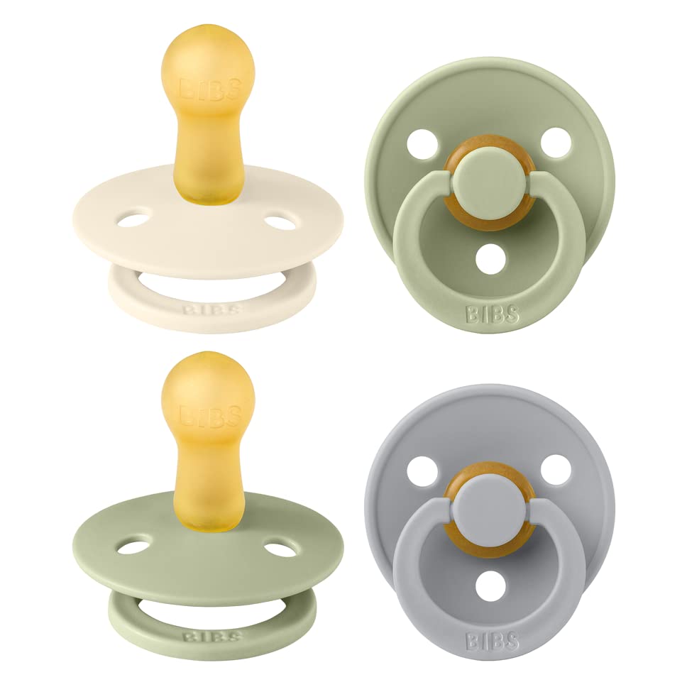 BIBS Colour Soother Sage four-pack pack shot showing soothing comfort for babies