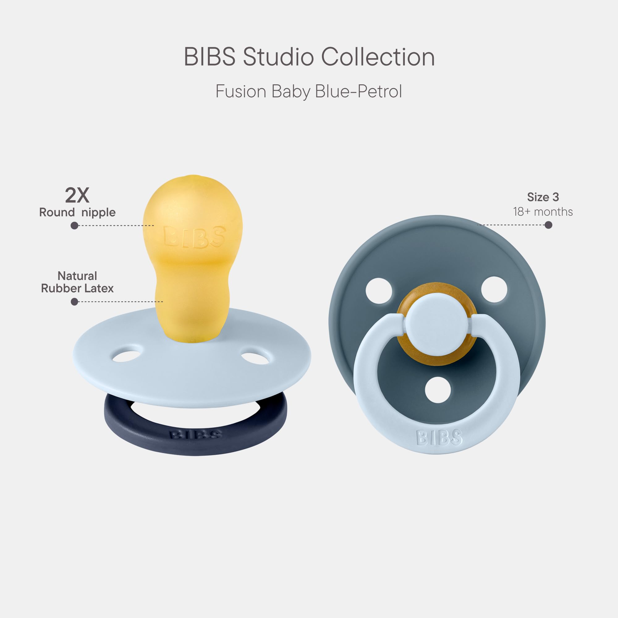 BIBS Colour Studio pacifier pack back view, stylish color duo