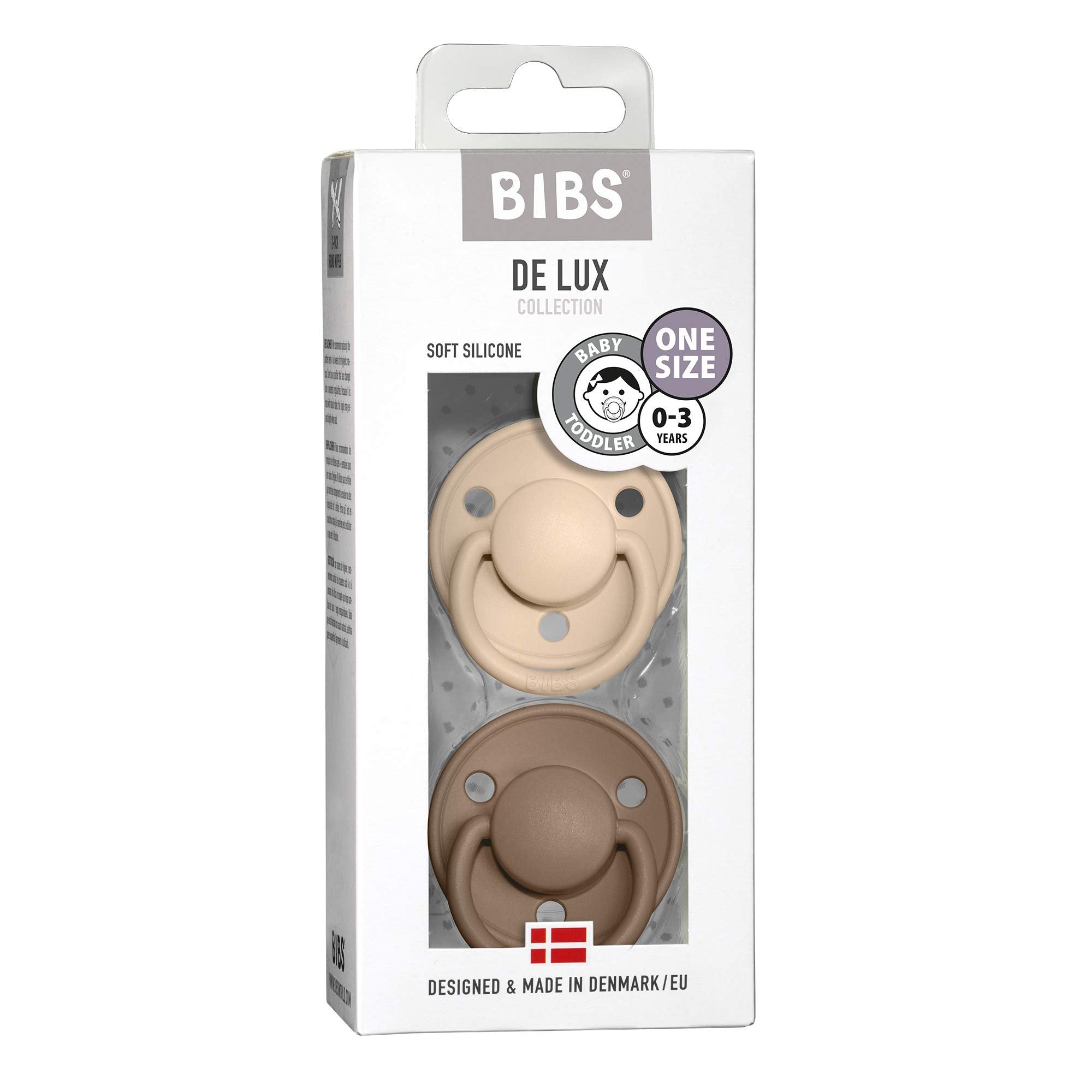 BIBS De Lux duo set packaging, premium craftsmanship on display.