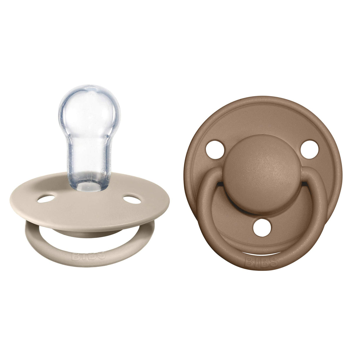 BIBS De Lux vanilla pacifier nipple close-up, highlighting comfortable material.