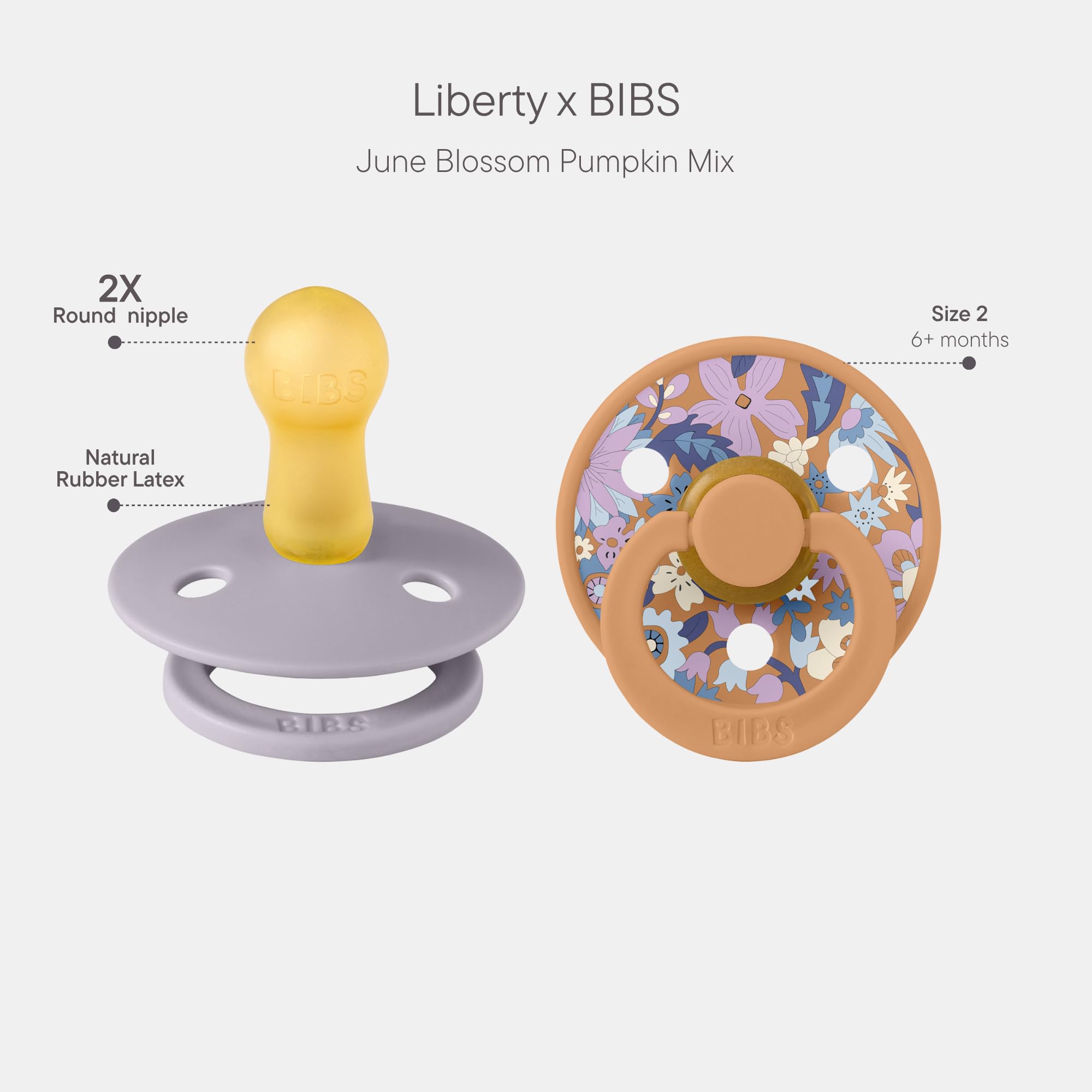 BIBS Liberty close-up of natural rubber latex nipple emphasizes gentle comfort and durability.
