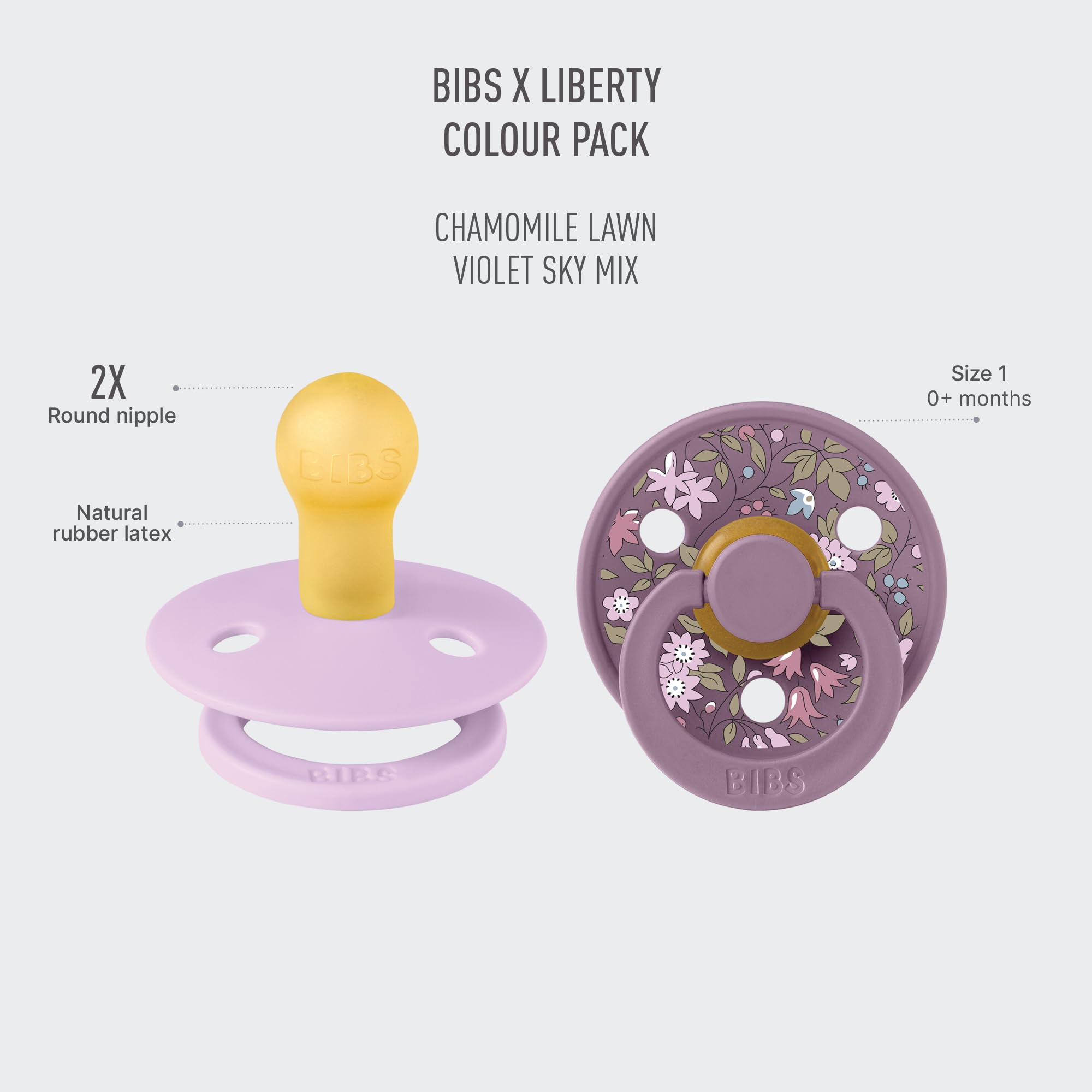 BIBS Liberty soother violet sky closeup showcasing classic design and safe BPA-free material