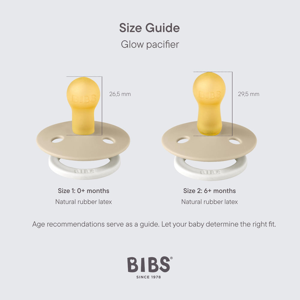 BIBS Night Glow 2-pack close-up latex shows natural rubber softness and quality