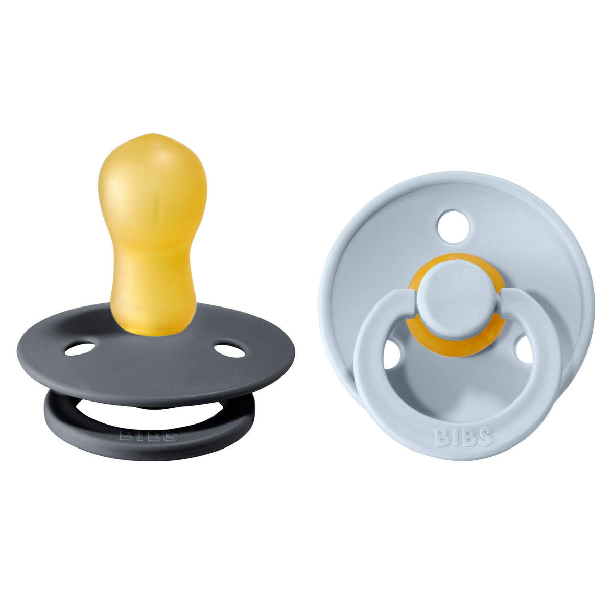 BIBS pacifier blue-iron pack-2 promotes natural self-soothing with classic Danish design