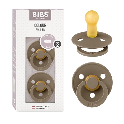 BIBS pacifier dark oak closeup highlighting natural latex nipple for gentle soothing.