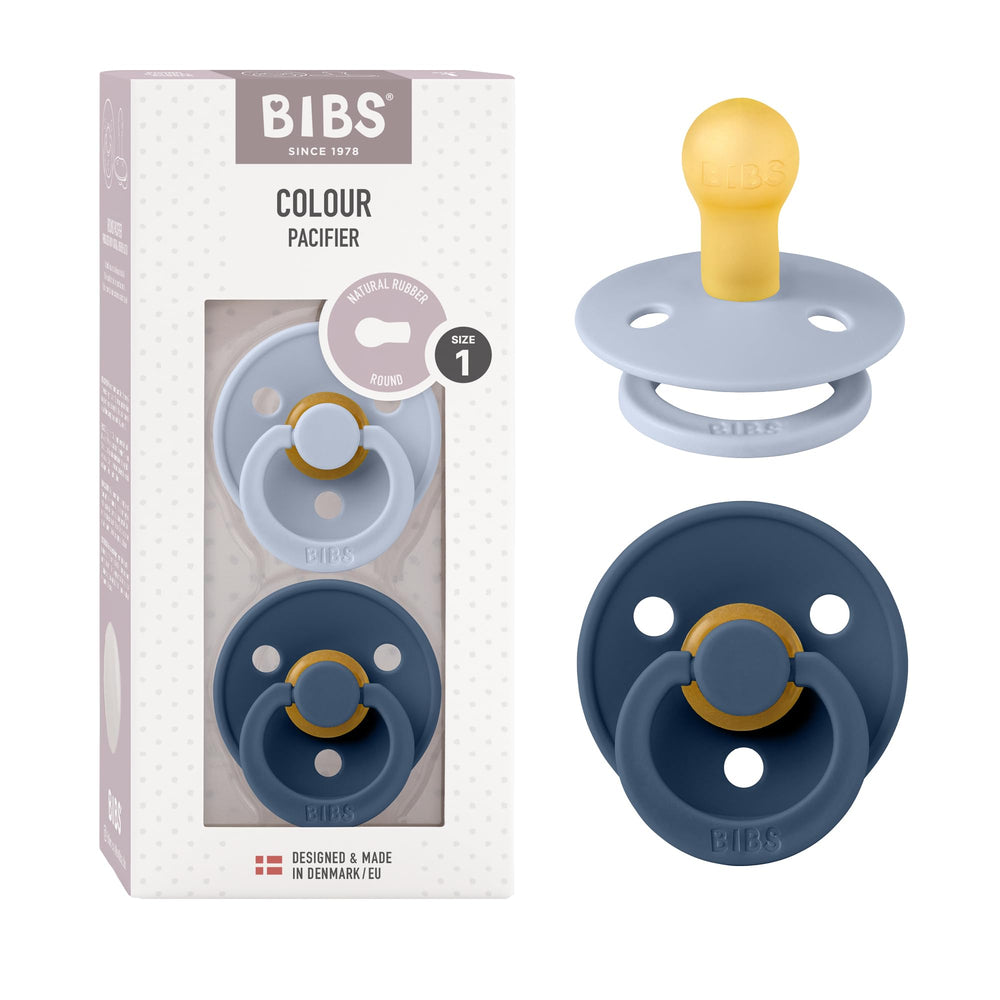 BIBS pacifier dusty blue close-up highlighting gentle soothing.