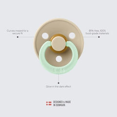 BIBS pacifier made-in-denmark close-up reflects Danish craftsmanship and safety