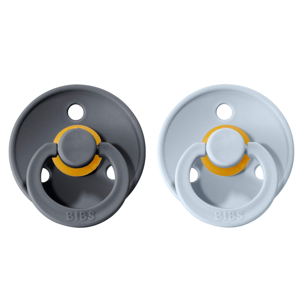 BIBS pacifier round nipple close-up shows smooth latex surface for gentle self-soothing.