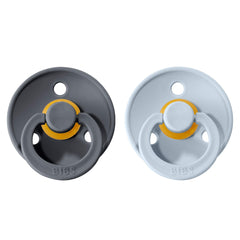 BIBS pacifier round nipple close-up shows smooth latex surface for gentle self-soothing.