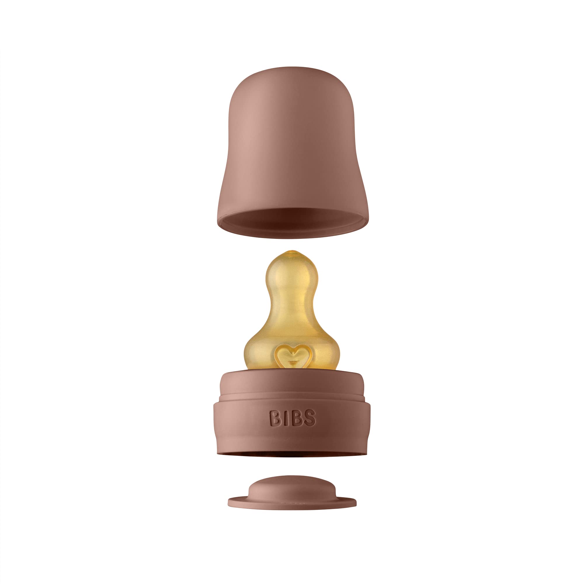 BIBS pacifier round nipple image supports natural sucking reflex.