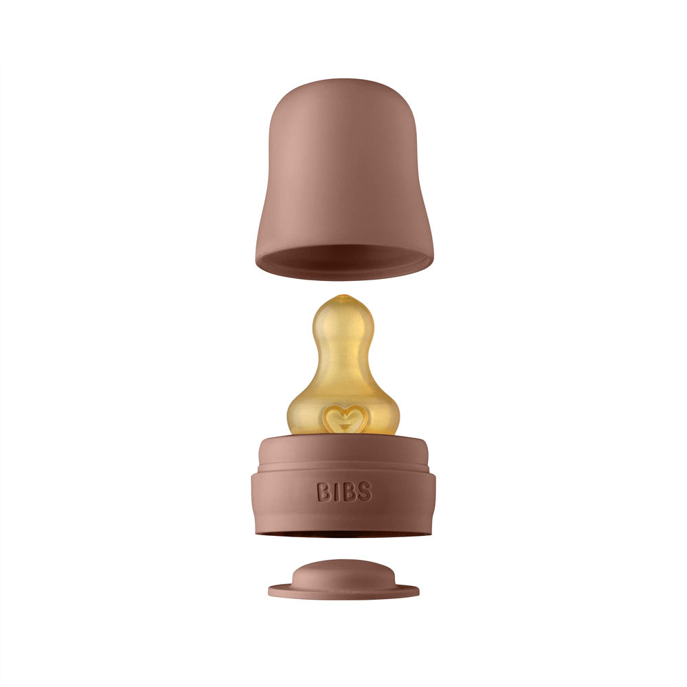 BIBS pacifier round nipple image supports natural sucking reflex.