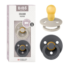 BIBS pacifier Sand/Iron pack front view supports self-soothing.