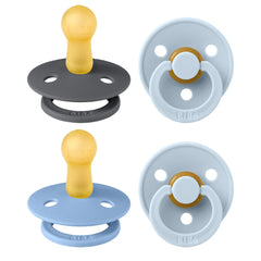 BIBS pacifiers colour 4 pack—four soothing shields for calm baby self-soothing.