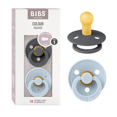 BIBS Pacifiers Colour Collection blue-iron pack of 2 for gentle self-soothing.
