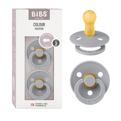 BIBS pacifiers Colour Collection Cloud pack-2 showing two soothing latex pacifiers for calm moments