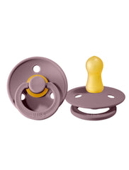 BIBS pacifiers Colour Collection Heather pack of 2 in natural rubber for gentle soothing.