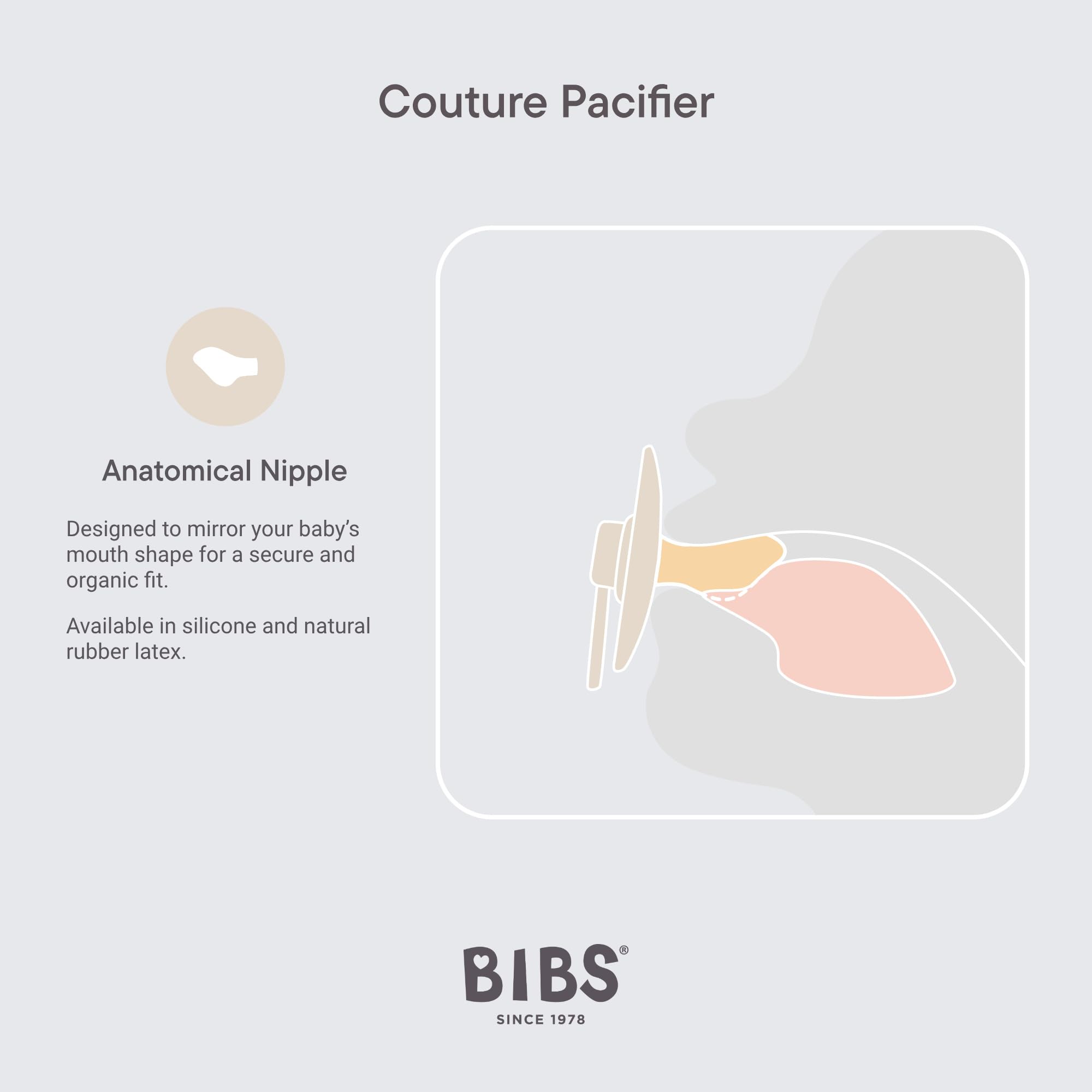 BIBS Couture Ivory Sage anatomical nipple closeup shows soft silicone and ergonomic shaping