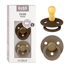 BIBS pacifiers mocha dark oak pack-2 shown for natural self-soothing