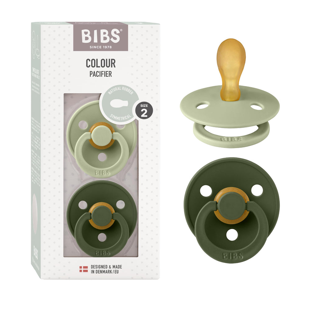 BIBS pacifiers Sage Hunter Green 2-pack front view for soothing routines