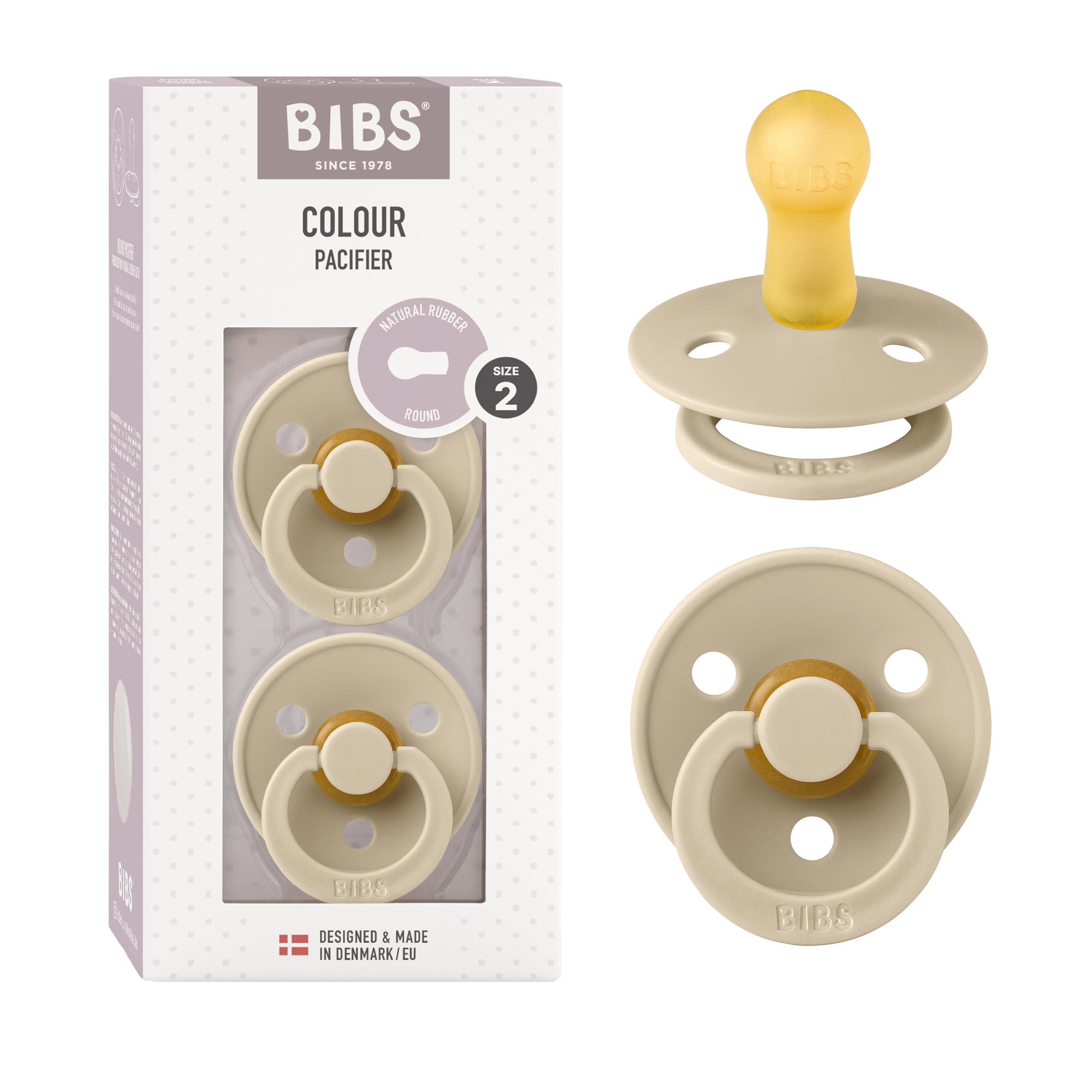 BIBS pacifiers Vanilla set of two front view promotes gentle self-soothing