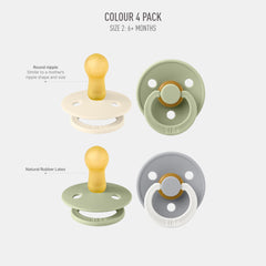 BIBS round-nipple pacifier close-up highlighting natural suck reflex support