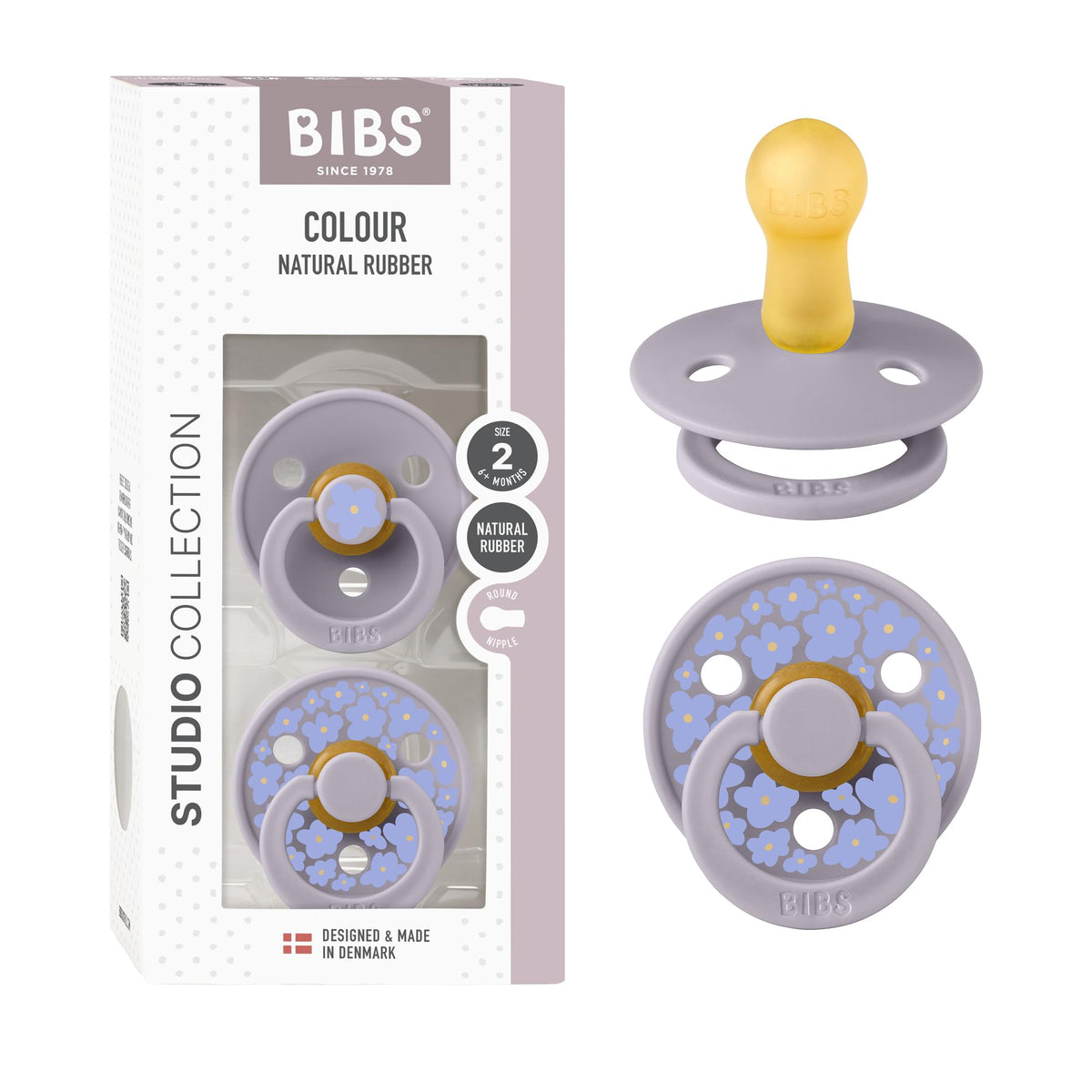 BIBS Studio 2 Pack front view pacifier shows stylish Danish design for calm baby moments.