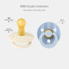 BIBS Studio Collection pacifier pack shot showing two colors for coordinated nursery moments.