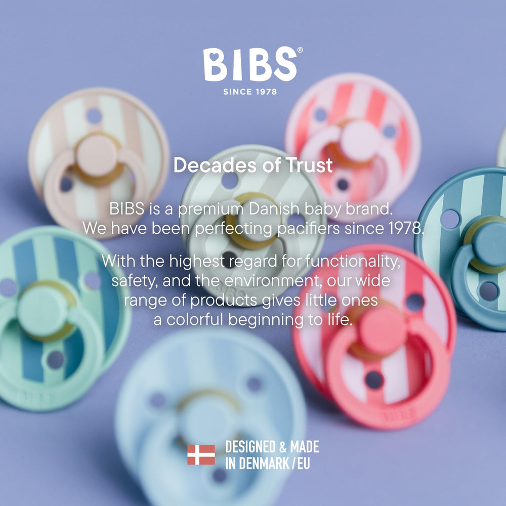 Block Baby Blue color highlight on BIBS Studio Collection pacifier for versatile styling.