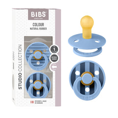 BIBS Studio Collection pacifier pin sky blue pack front for soothing moments