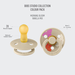 BIBS Studio 2-pack in vanilla Morning Bloom ready for on-the-go.