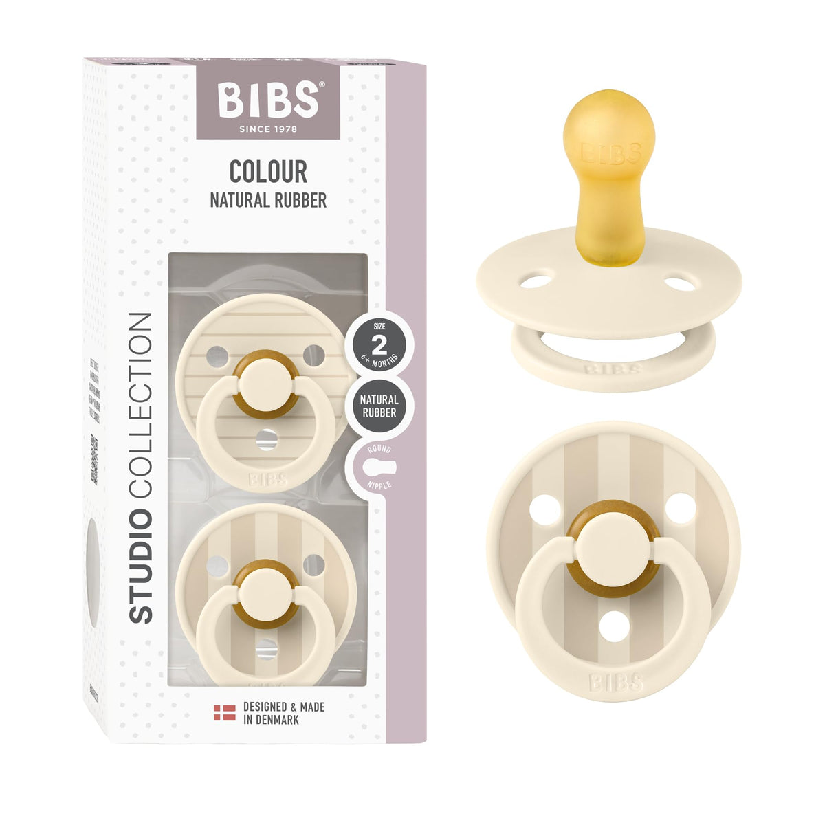 BIBS Studio pacifier packaging highlights Danish design for stylish nursery decor