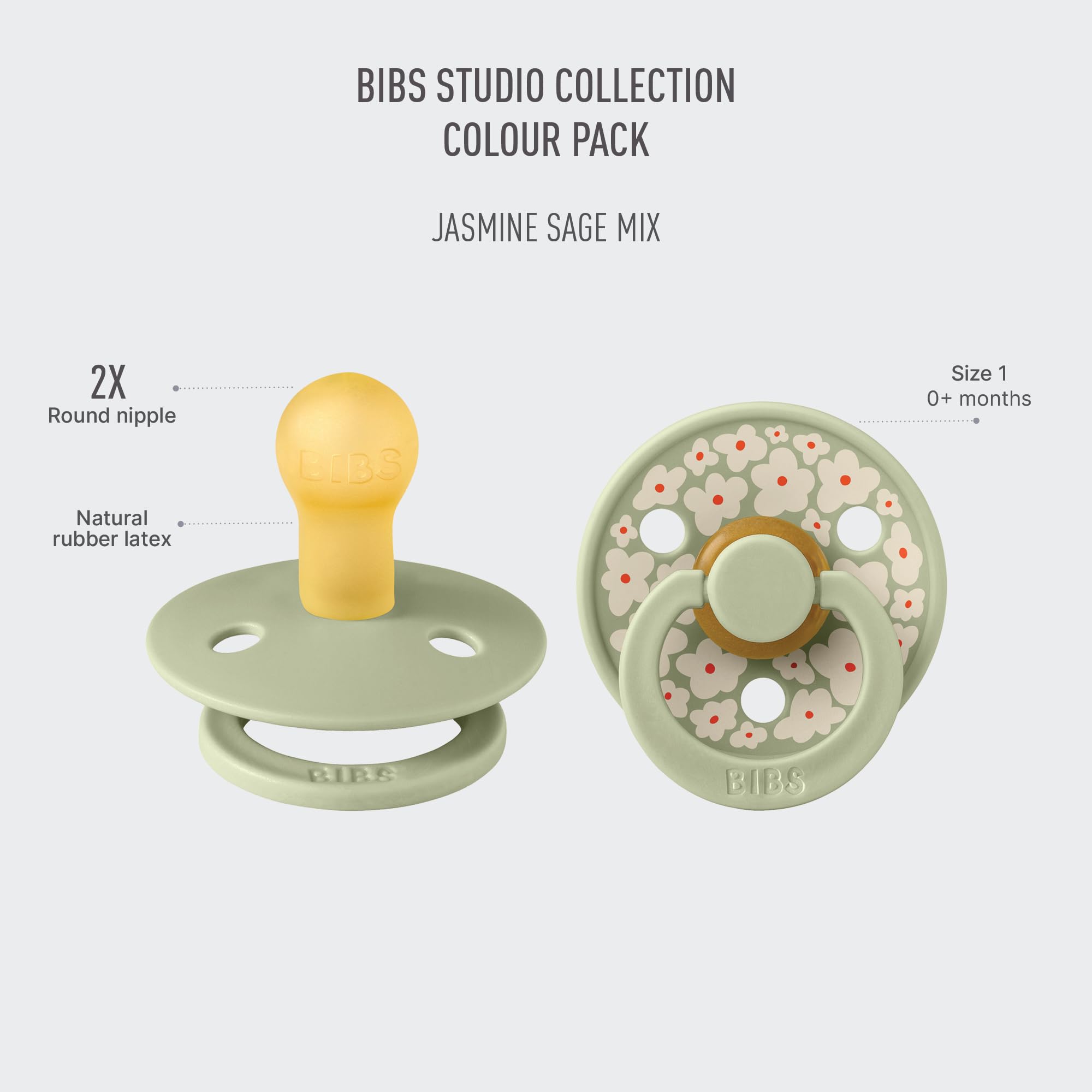 BIBS Studio round-nipple close-up shows soft natural latex texture for gentle soothing.
