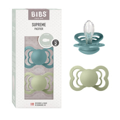 BIBS Supreme Island Sea pacifier close-up showing color and breathable venting for comfort