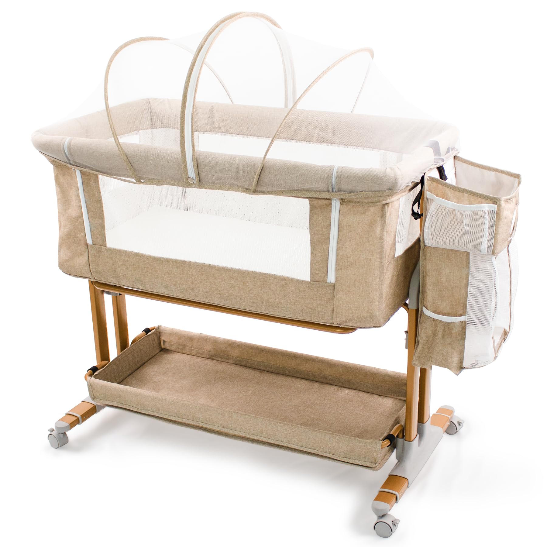 bicystar Baby Bassinet bedside-sleeper-assembly shows quick setup for effortless near-bed comforting