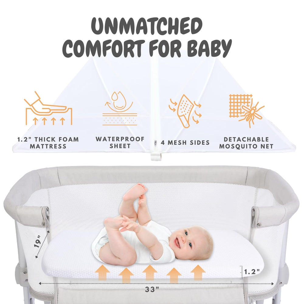 bicystar Baby Bassinet height-adjustment aligning with bed