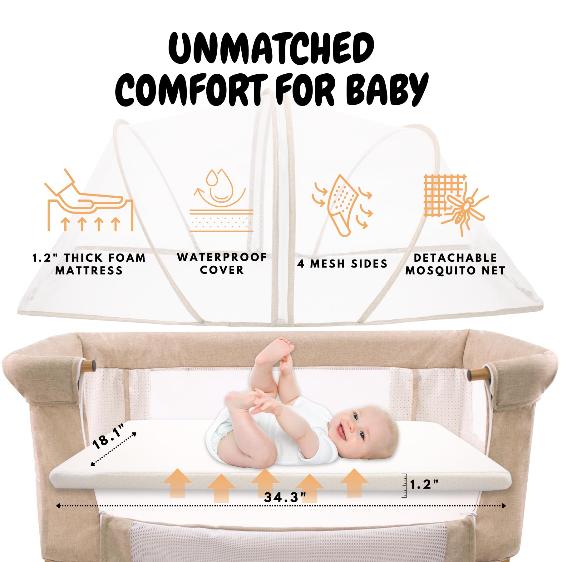 bicystar Baby Bassinet-wheels illustrate lockable mobility for room-to-room use